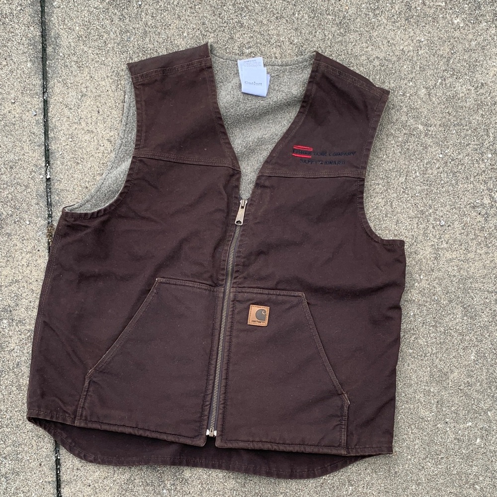 Carhartt Dark Brown Work Vest with Zip Front